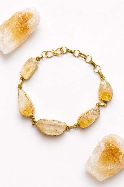 Raw Citrine Adjustable Bracelet (Gold)