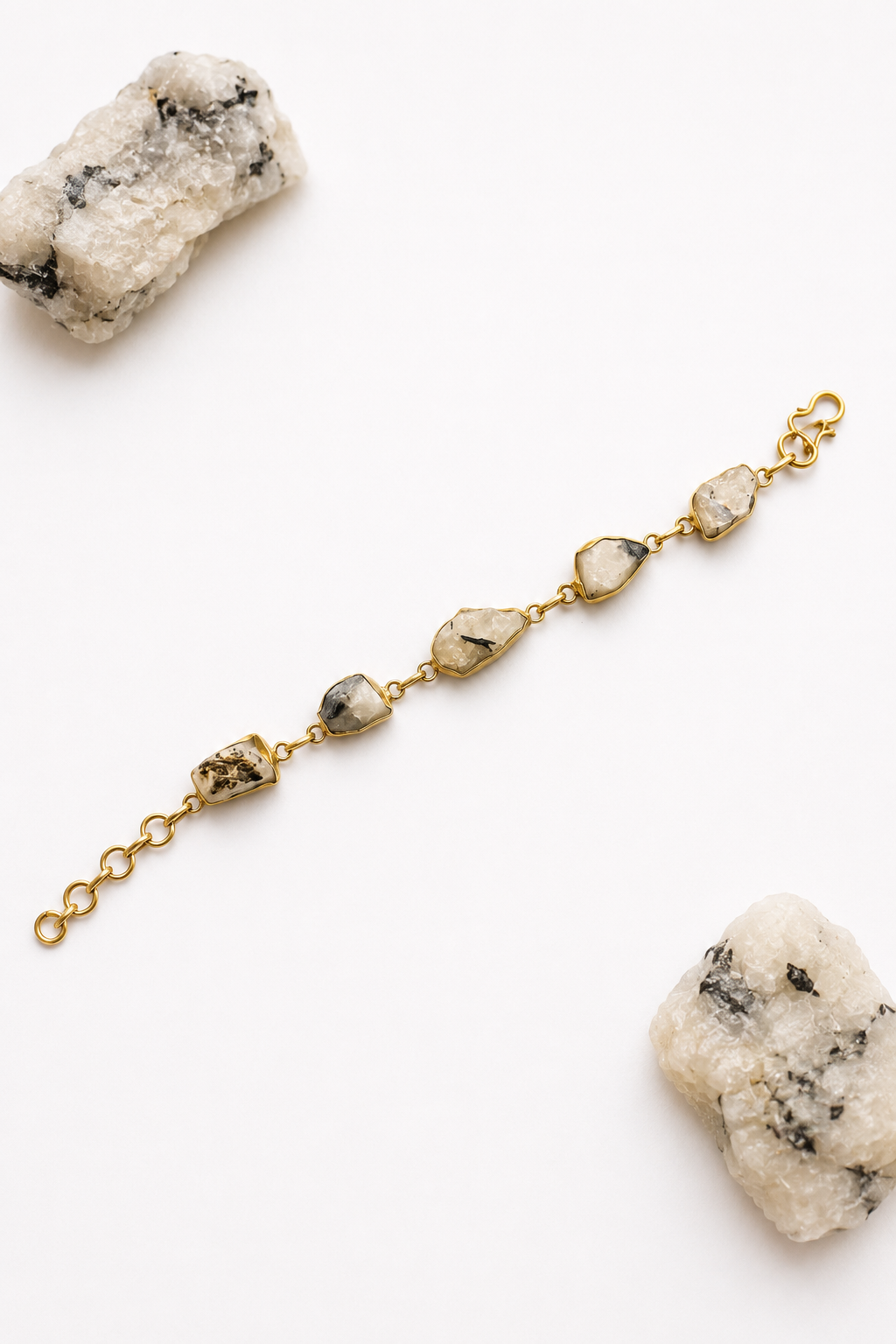 Raw Moonstone Adjustable Bracelet (Gold)