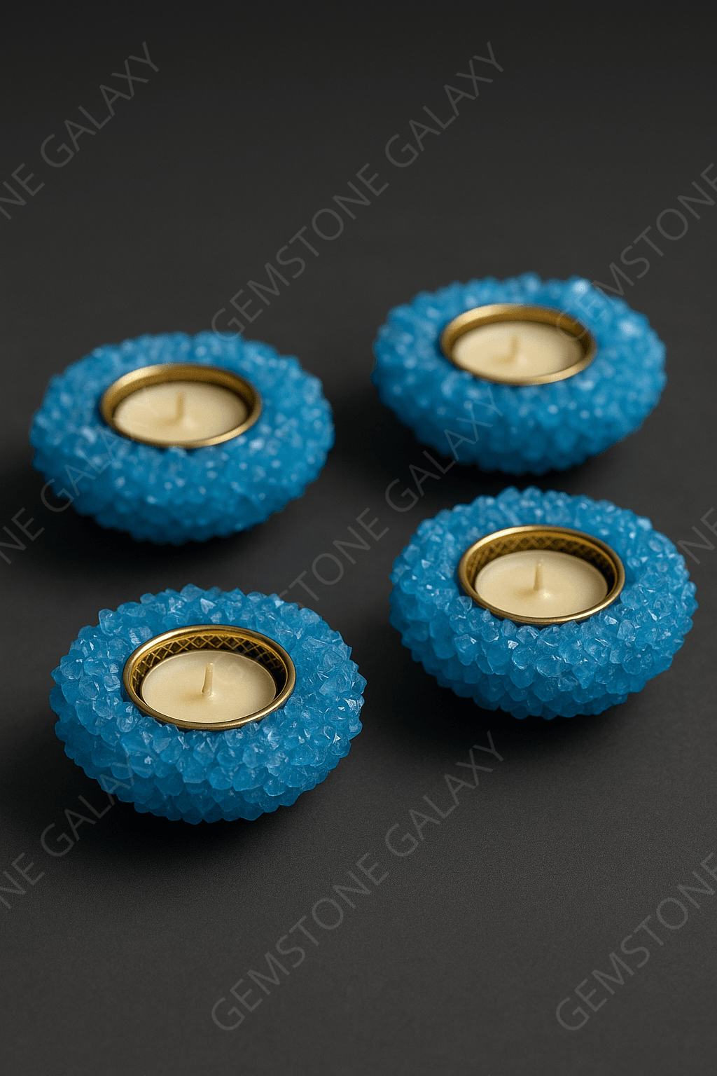Dyed Aquamarine Crystal Candle Holder