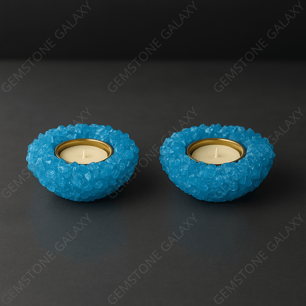 Dyed Aquamarine Crystal Candle Holder