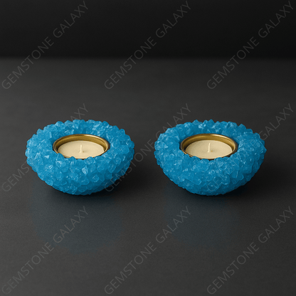 Dyed Aquamarine Crystal Candle Holder