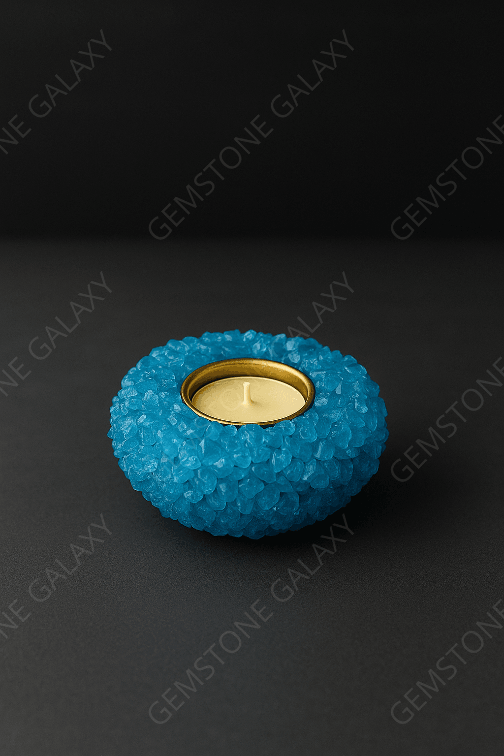 Dyed Aquamarine Crystal Candle Holder