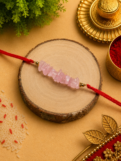Rose Quartz Chips Rakhi