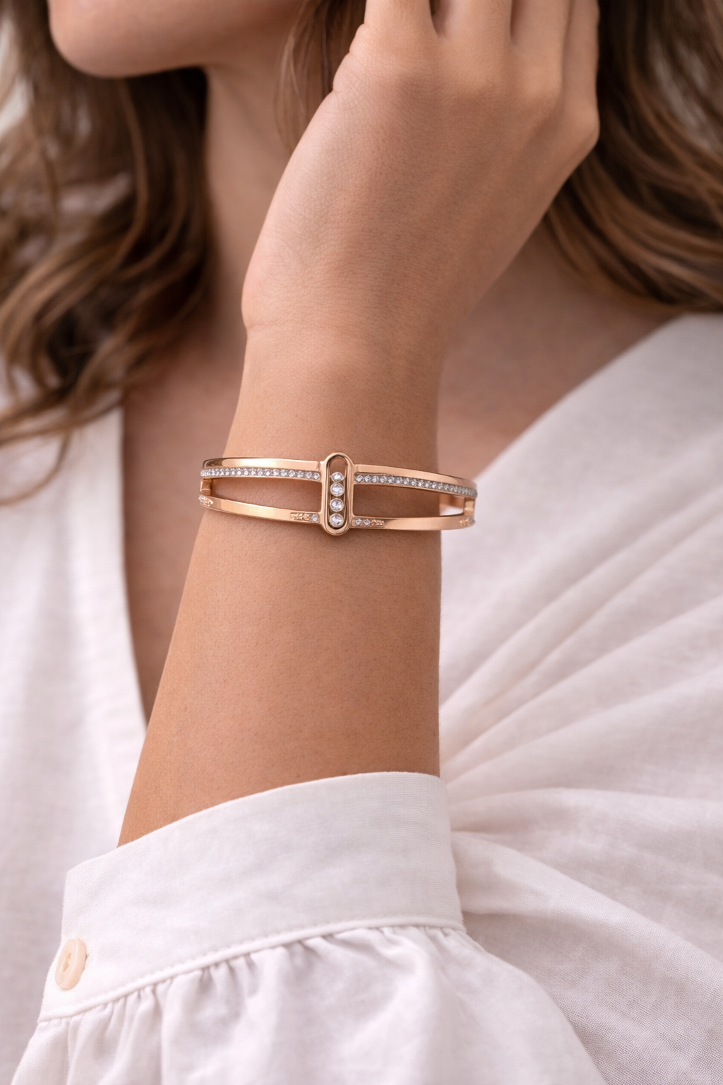 Aurielle Crystal Rose Bangle