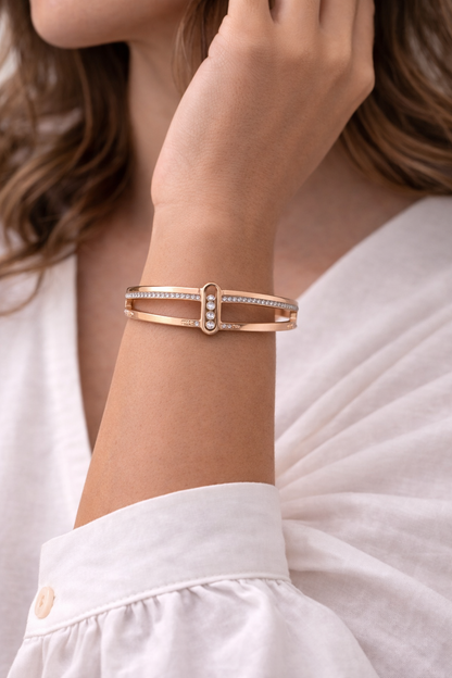 Aurielle Crystal Rose Bangle