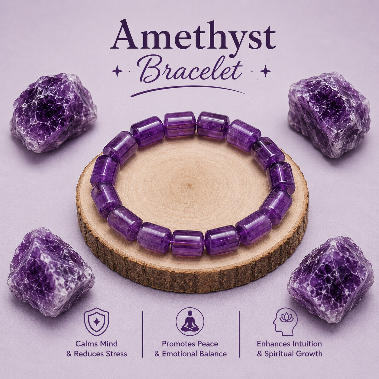 Amethyst Tube Bracelet