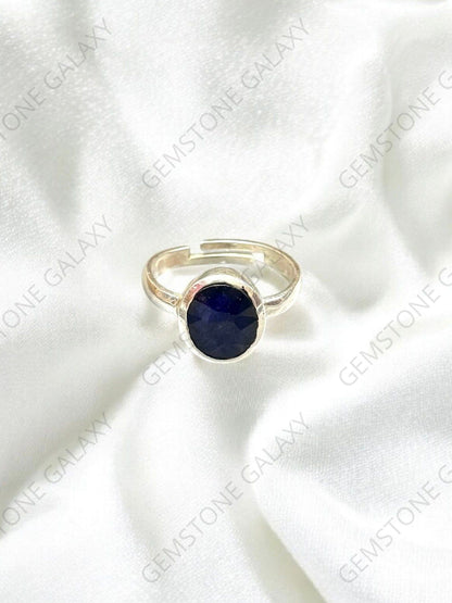 Blue Sapphire (Neelam) Silver Adjustable Ring