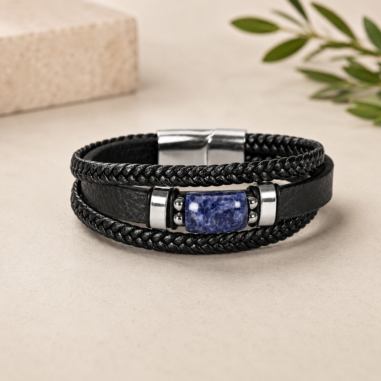 Sodalite Leather Bracelet