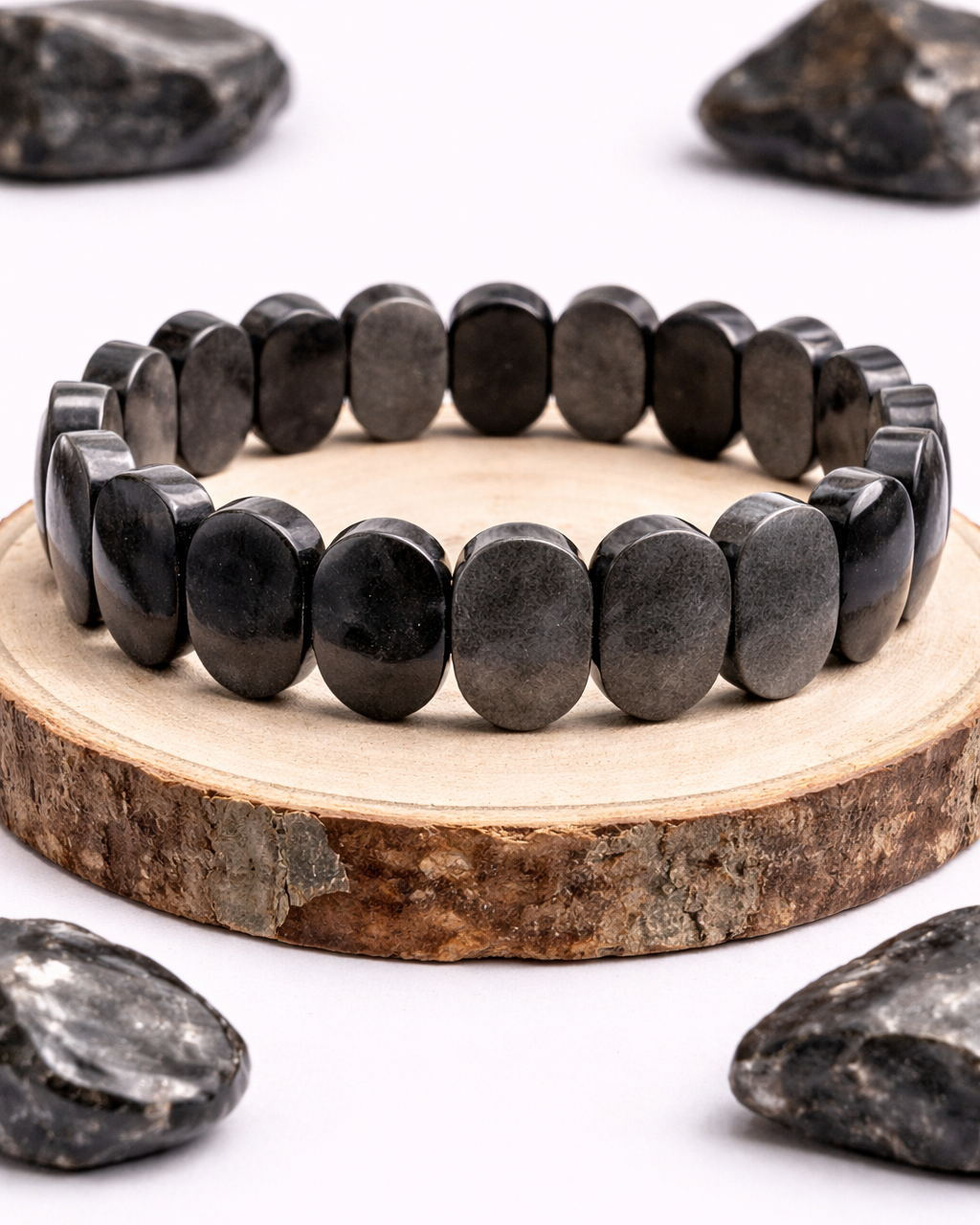 Silver Obsidian Oval Cut Bracelet