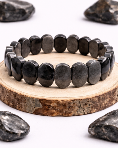 Silver Obsidian Oval Cut Bracelet