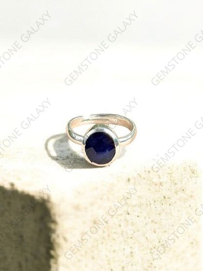 Blue Sapphire (Neelam) Silver Adjustable Ring
