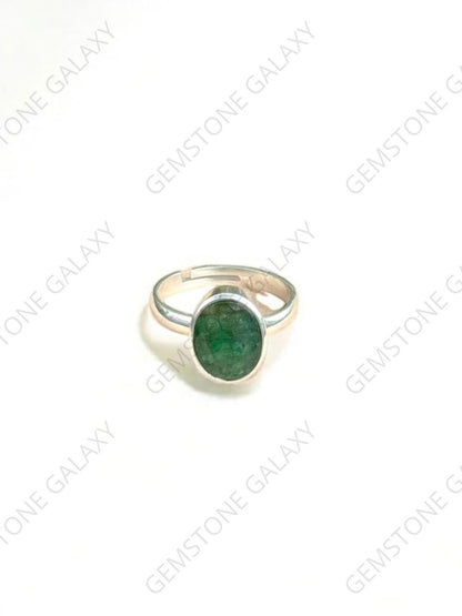 Emerald (Panna) Silver Adjustable Ring