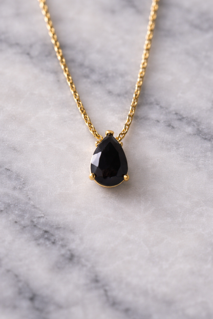 Midnight Teardrop Pendant Necklace