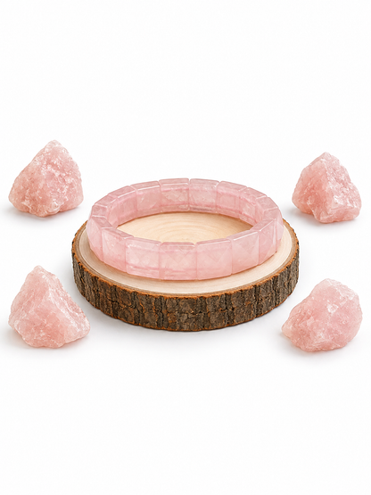 Rose Quartz Square Cut Bracelet