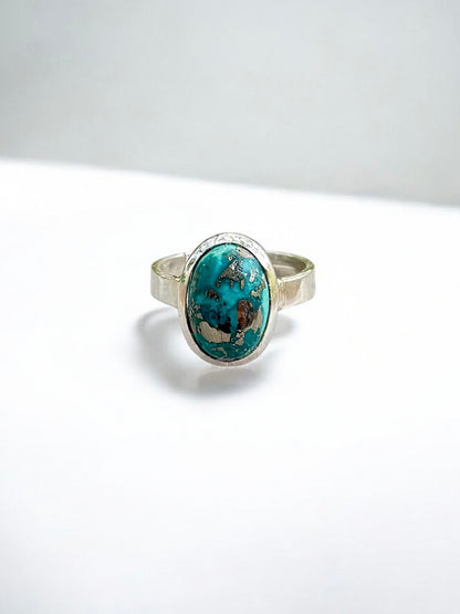 Irani Turquoise (Firoza) Silver Adjustable Ring