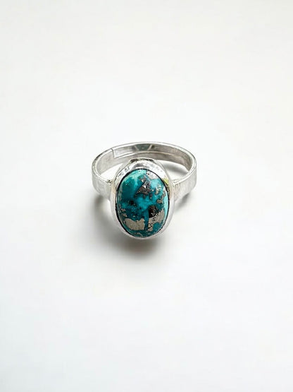 Irani Turquoise (Firoza) Silver Adjustable Ring