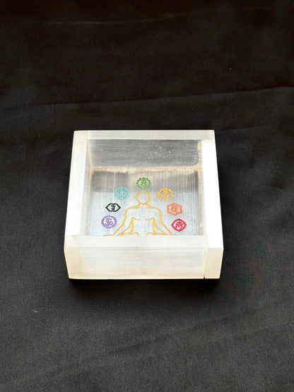 Selenite Tray with 7 Chakra Engraving
