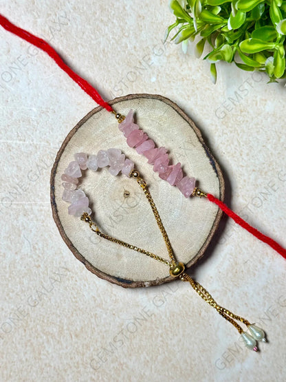 Rose Quartz Chips Rakhi