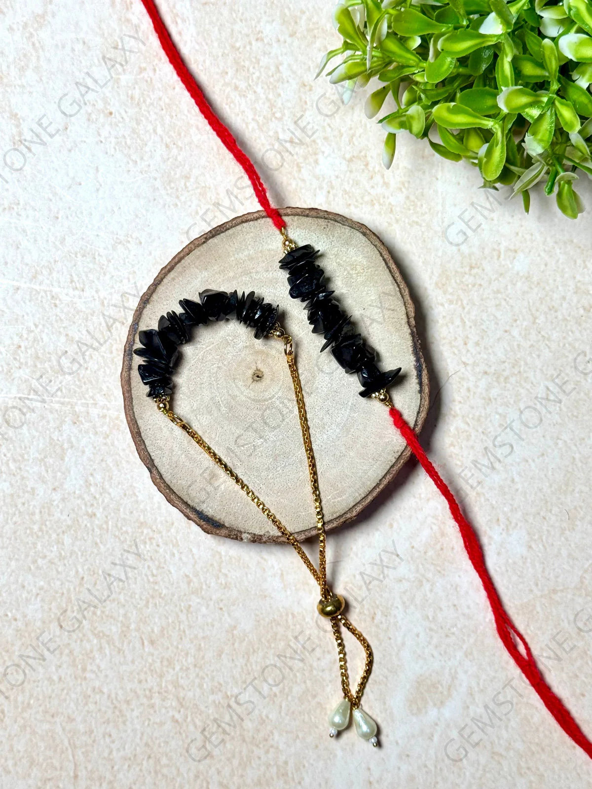 Black Tourmaline Chips Rakhi
