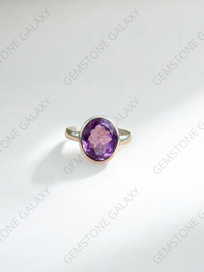 Amethyst Silver Adjustable Ring