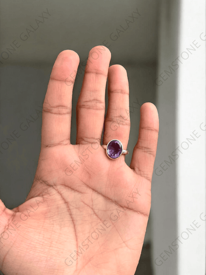 Amethyst Silver Adjustable Ring