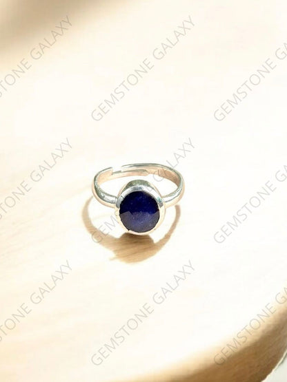 Blue Sapphire (Neelam) Silver Adjustable Ring