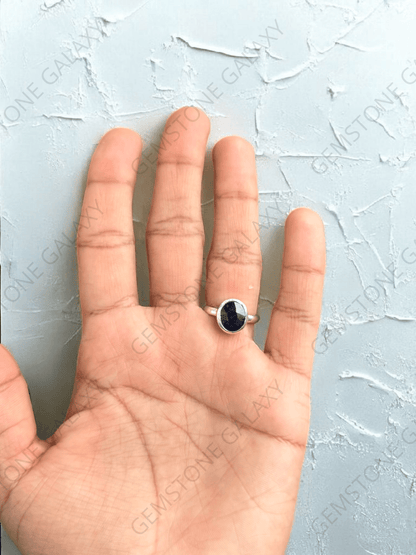 Blue Sapphire (Neelam) Silver Adjustable Ring