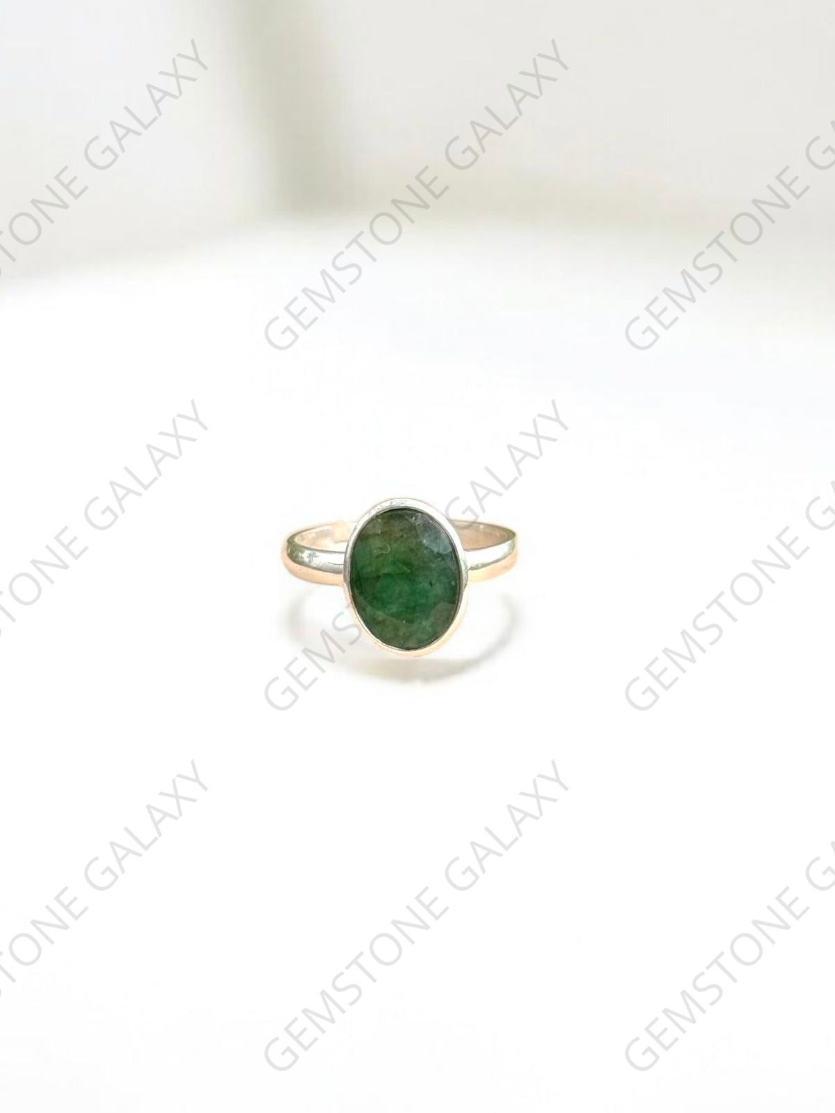Emerald (Panna) Silver Adjustable Ring