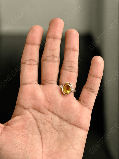 Citrine Silver Adjustable Ring