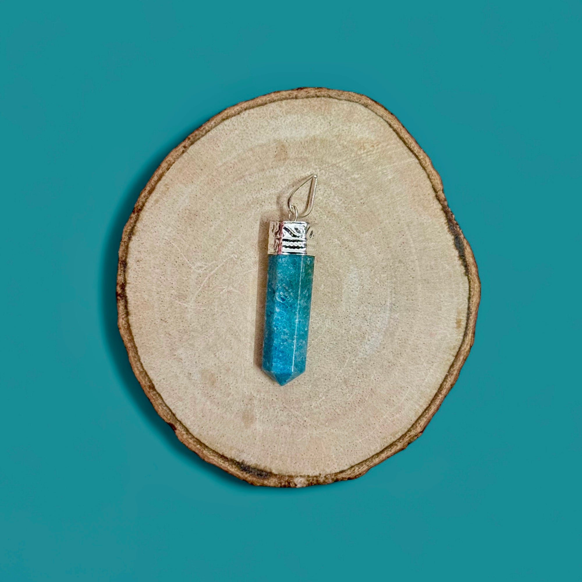 Blue Apatite Pencil Pendant