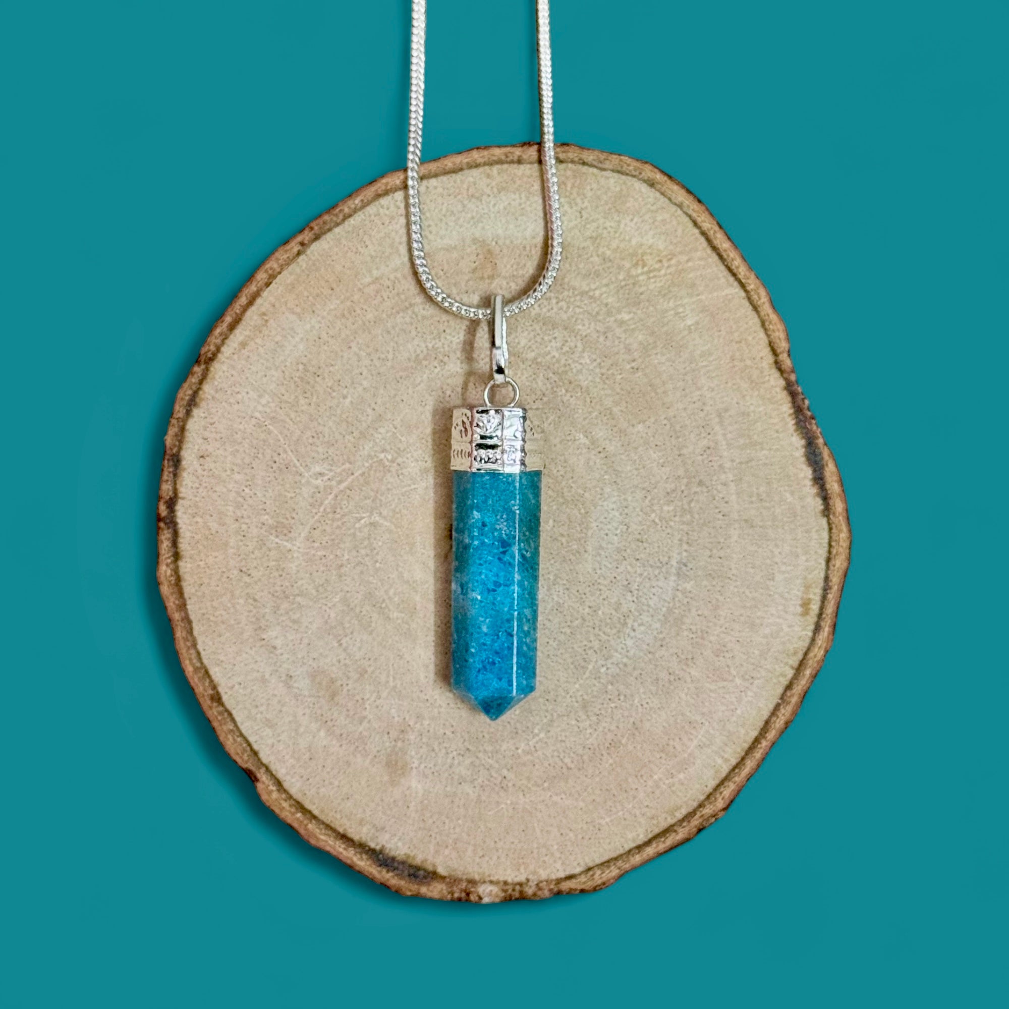 Blue Apatite Pencil Pendant