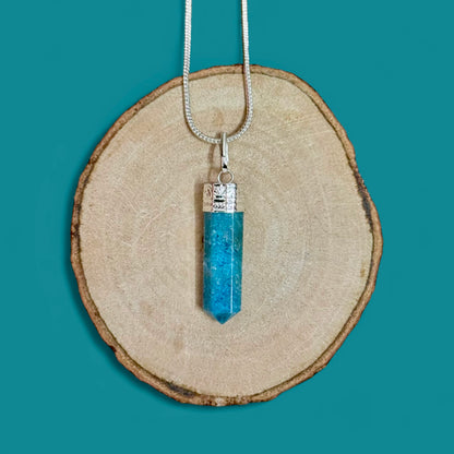 Blue Apatite Pencil Pendant