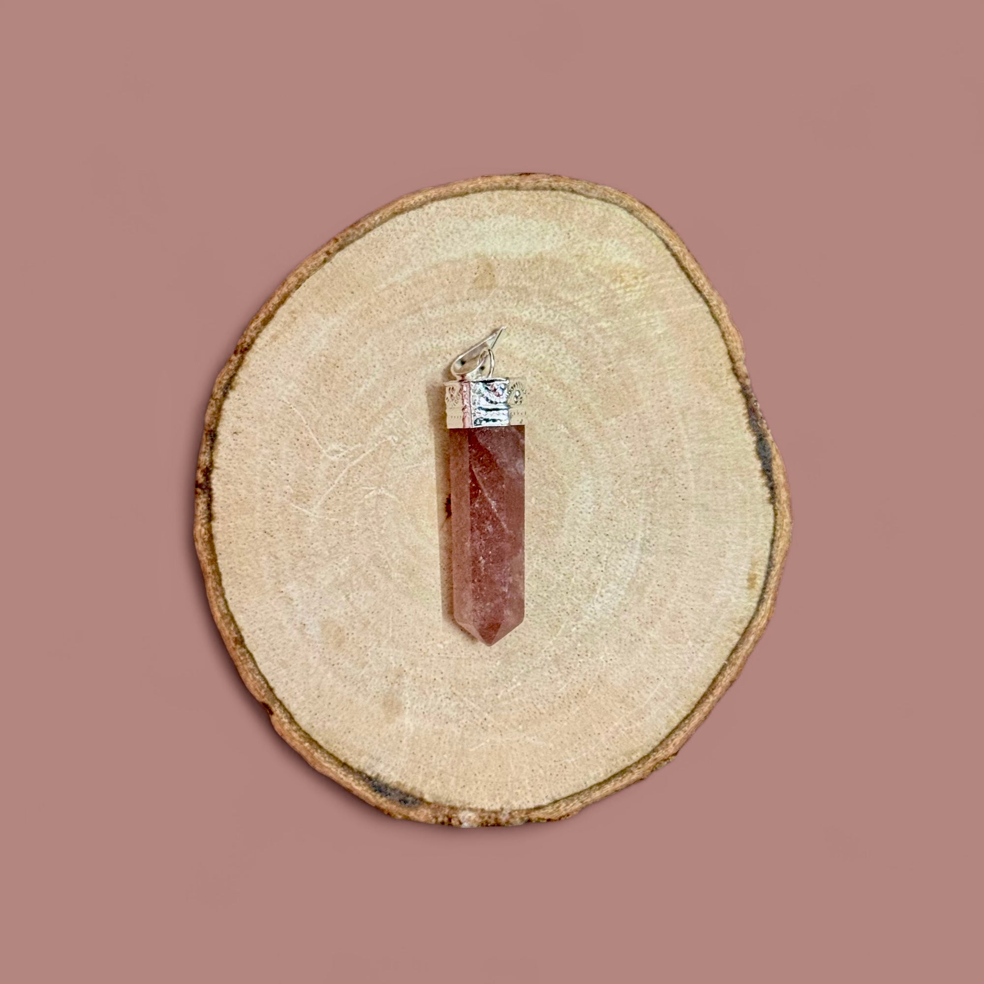 Strawberry Quartz Pencil Pendant