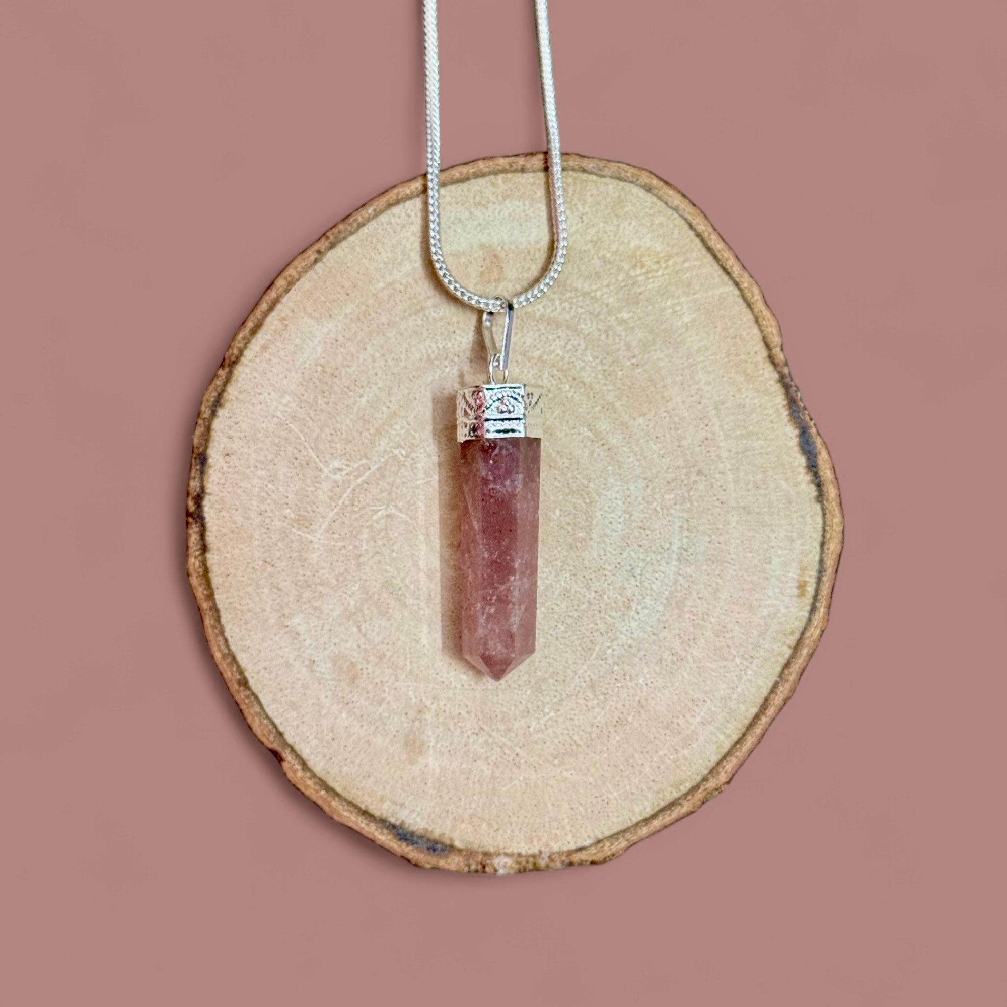 Strawberry Quartz Pencil Pendant