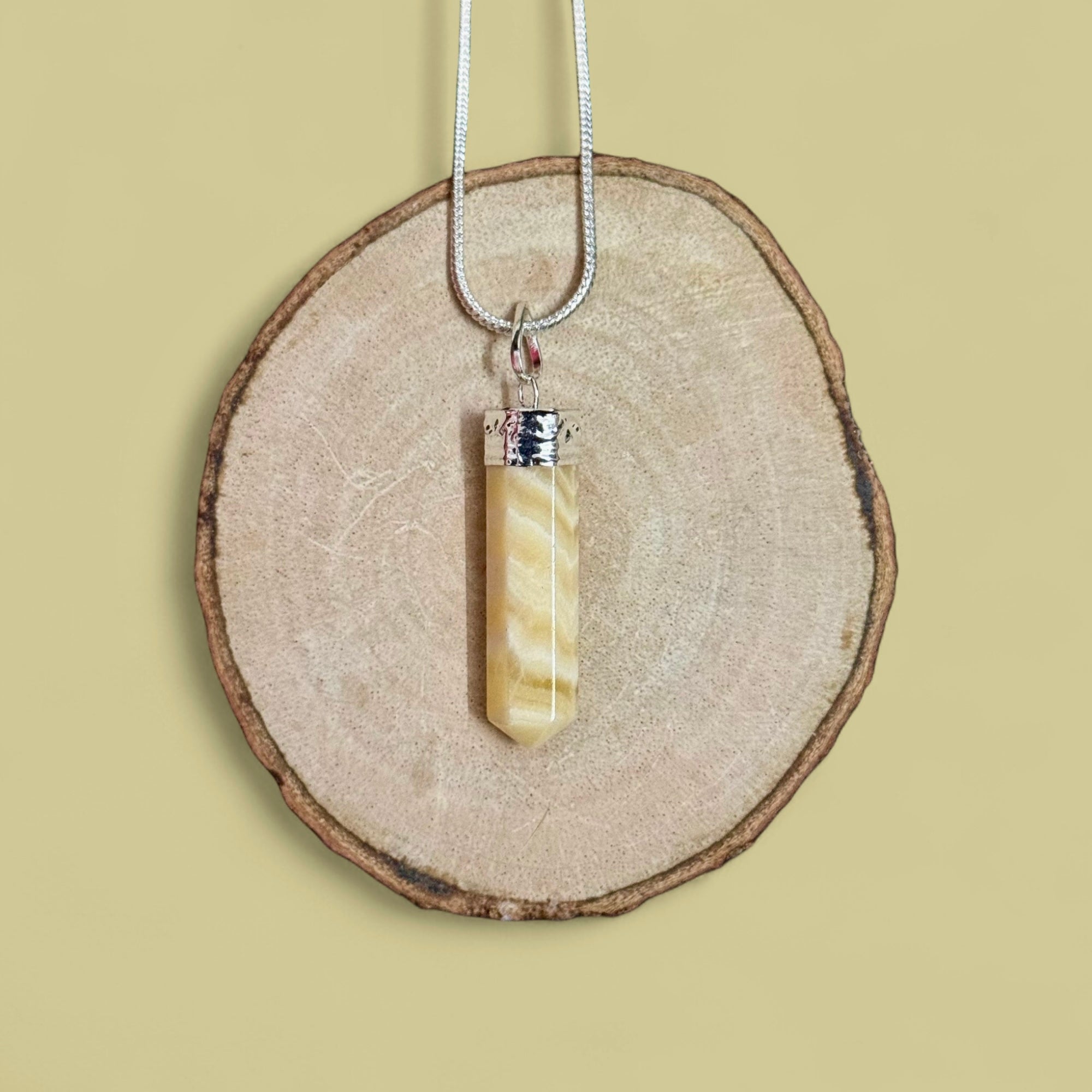 Yellow Calcite Pencil Pendant